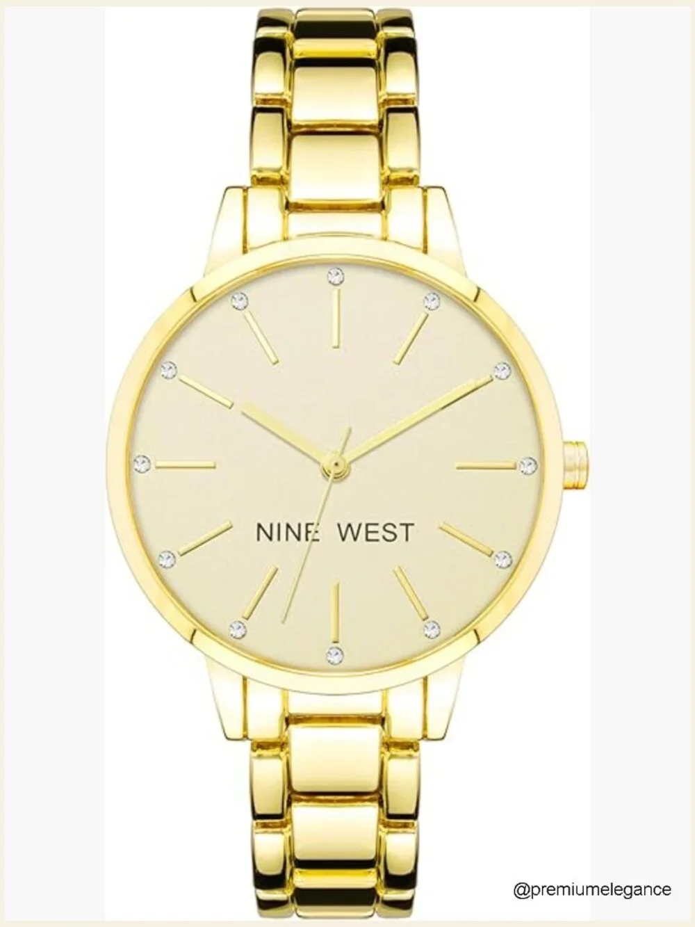 Crystal Accented Bracelet Watch with Gold-Tone Link Band
